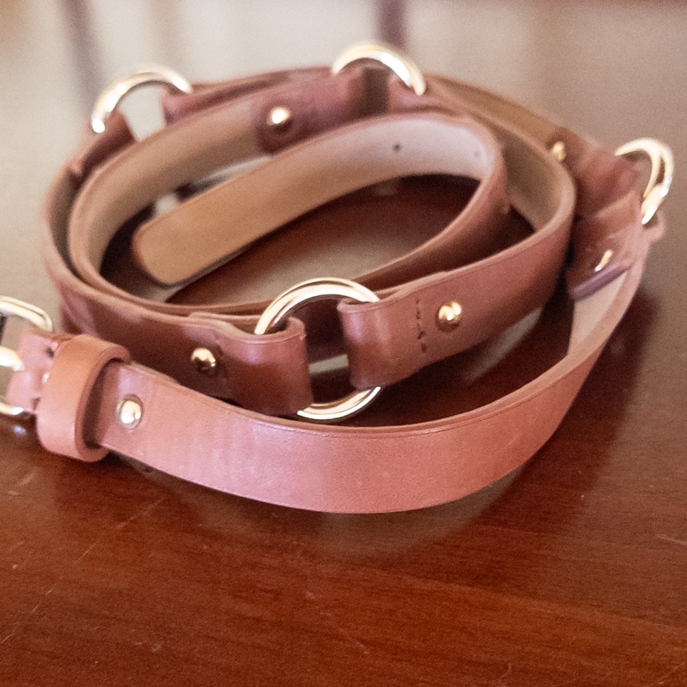 Ann Taylor Brown Leather and Gold Link Belt